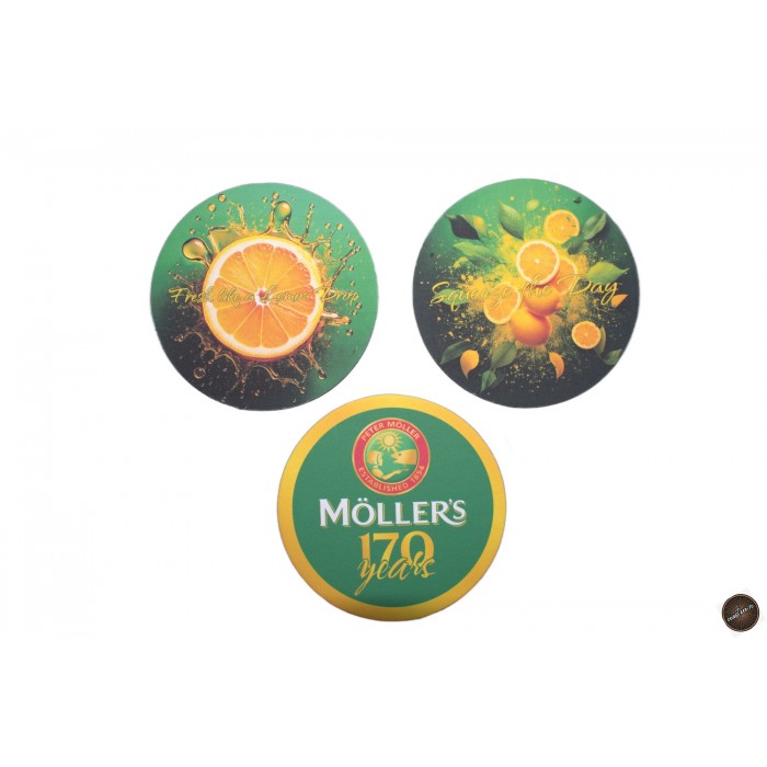 Coaster carton, rotund, 10.7 cm, print pe o parte
