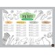 Meniu A4, restaurant vegan, design legume